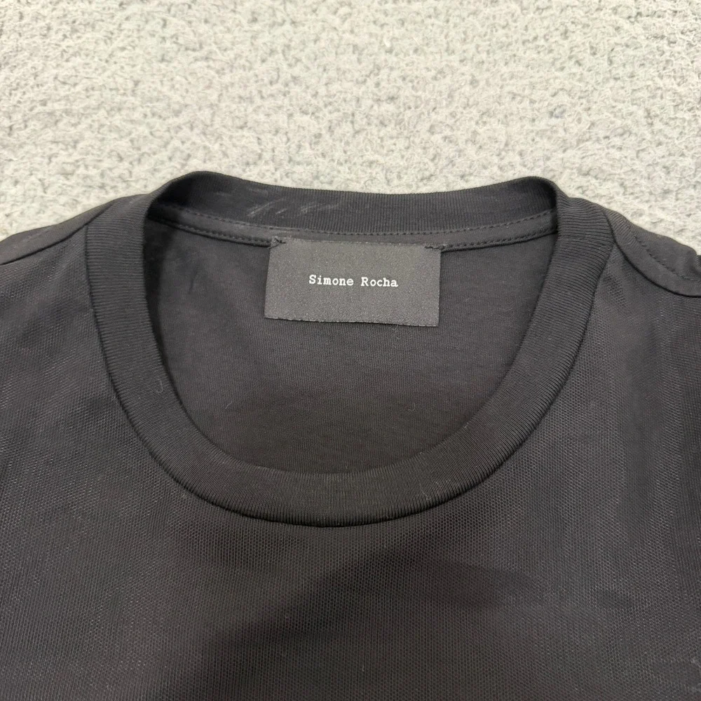 Simone Rocha Black Tulle Puff Sleeve Peplum Top Avant-Garde Tee Blouse Medium - Picture 8 of 11